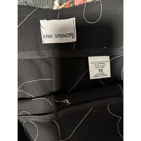 VTG Eric Spencer Wide Leg Flare Pants 10 Black Cloud Print Trousers - Picture 4 of 4